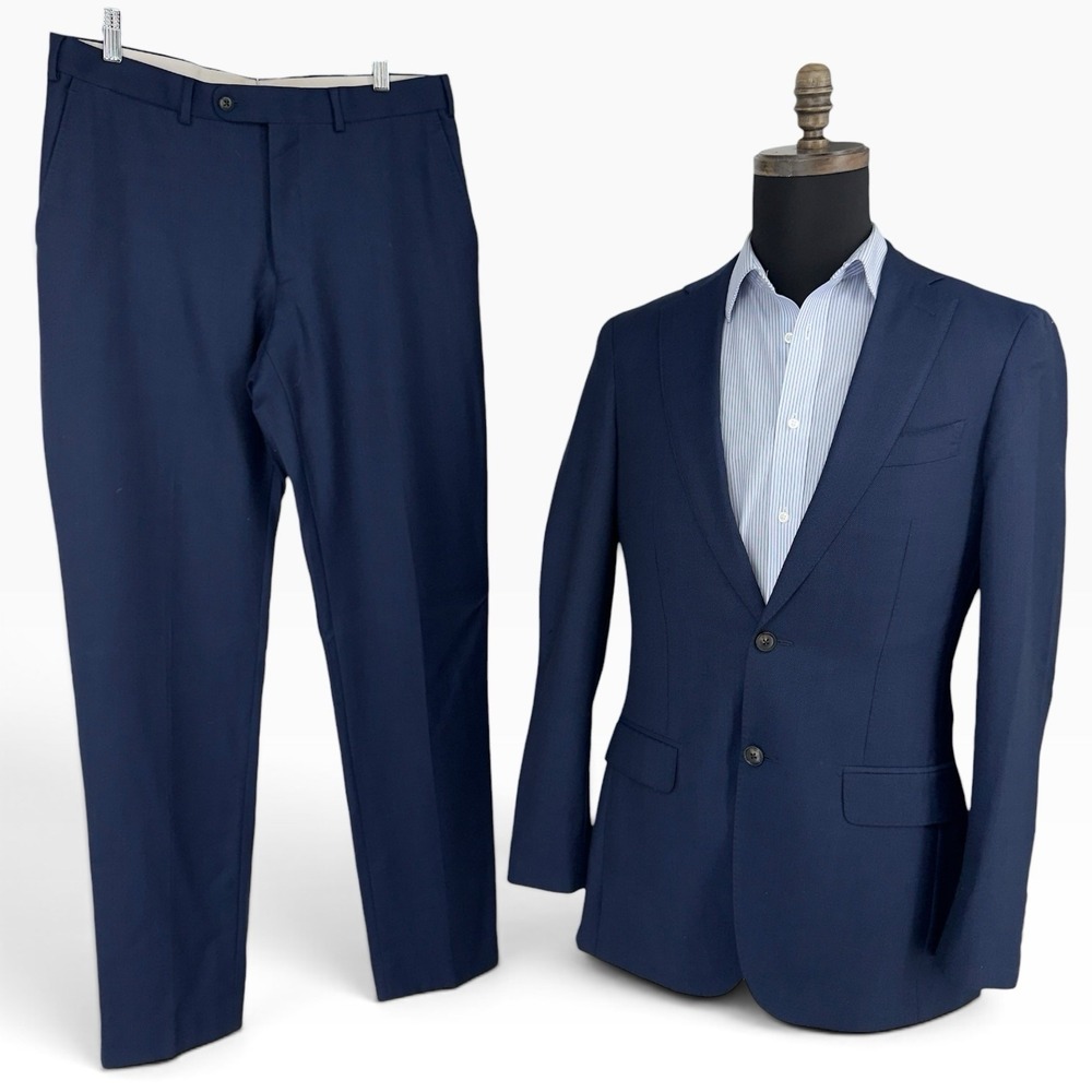 SUITSUPPLY 2 Pc Suit Blue Sienna/Brescia Vitale Barberis Canonico S130 Wool 38R